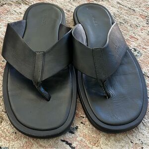 Vince Men's Black Leather Flip Flop Sandals (Size 11)